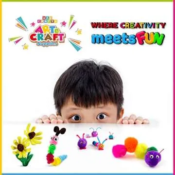 WAU Craft Pom Poms Balls - [400 pcs] 1 inch 300 Multicolored Pompoms with 100 Googly Eyes for Arts and DIY Projects