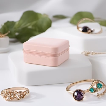 Vlando Pink Faux Leather Travel Jewelry Box Organizer