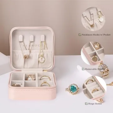 Vlando Pink Faux Leather Travel Jewelry Box Organizer