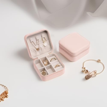 Vlando Pink Faux Leather Travel Jewelry Box Organizer