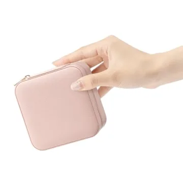 Vlando Pink Faux Leather Travel Jewelry Box Organizer