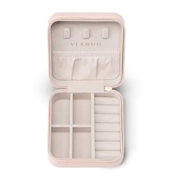 Vlando Pink Faux Leather Travel Jewelry Box Organizer