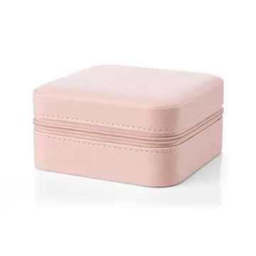 Vlando Pink Faux Leather Travel Jewelry Box Organizer