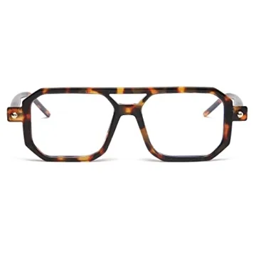 JOVAKIT Fashion Square Blue Light Glasses for Men Women Square Aviator Glasses Style Computer Eyeglasses Anti Eyestrain (Tortoise)