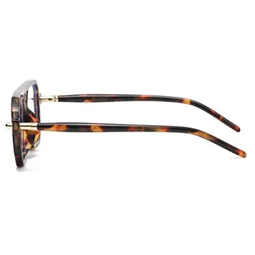 JOVAKIT Fashion Square Blue Light Glasses for Men Women Square Aviator Glasses Style Computer Eyeglasses Anti Eyestrain (Tortoise)