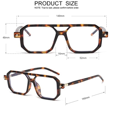 JOVAKIT Fashion Square Blue Light Glasses for Men Women Square Aviator Glasses Style Computer Eyeglasses Anti Eyestrain (Tortoise)