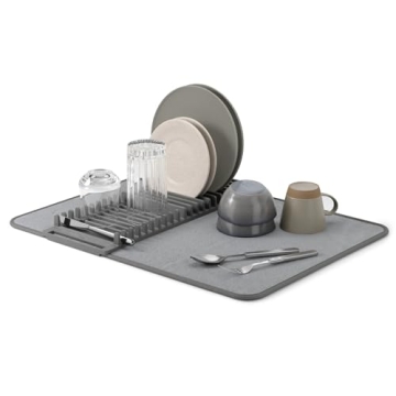 Umbra Udry Dish Rack & Microfiber Drying Mat for Clutter-Free Kitchen Solutions