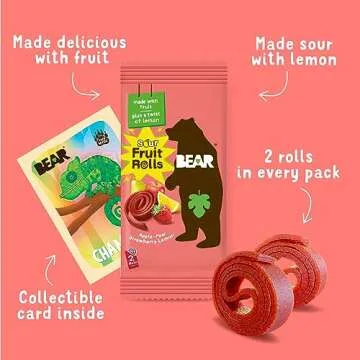 BEAR Sour Real Fruit Yoyos - Healthy Snack - Strawberry-Apple 0.7oz