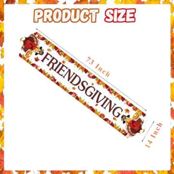 Friendsgiving Party Decorations Extra Large Size Happy Friendsgiving Table Runner for Friendsgiving Party Decorations, 73x14inch
