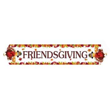 Friendsgiving Party Decorations Extra Large Size Happy Friendsgiving Table Runner for Friendsgiving Party Decorations, 73x14inch