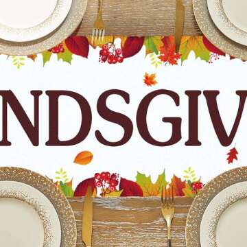 Friendsgiving Party Decorations Extra Large Size Happy Friendsgiving Table Runner for Friendsgiving Party Decorations, 73x14inch