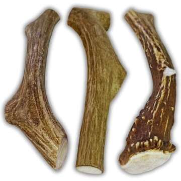 WhiteTail Naturals (3 Pack Deer Antlers for Large Dogs, Antler Dog Chews - Crafted in USA Dog Antler...