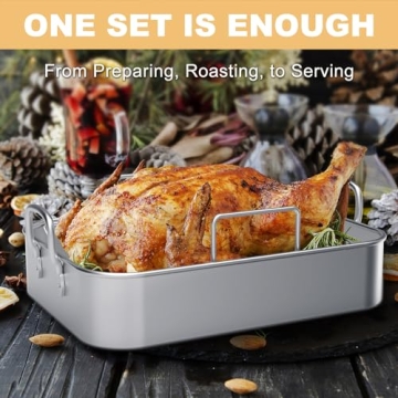 EWFEN Stainless Steel Turkey Roaster Pan with Rack
