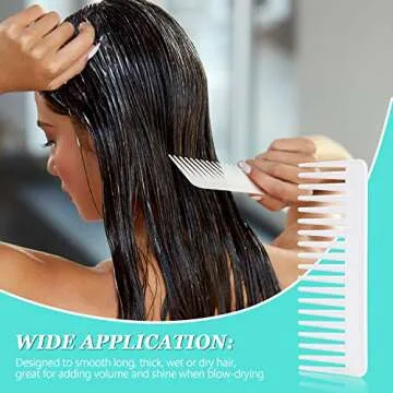 Patelai Large Hair Detangling Comb, Wide Tooth for Curly, Wet Dry Hair, No Handle Detangler Styling Shampoo Comb(White, Cyan)