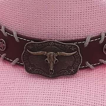 American Western Straw Cowboy Hat Men's Womens Hard Patriotic Classic Hard Shell Sun Protection Hats (Pink)