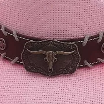 American Western Straw Cowboy Hat Men's Womens Hard Patriotic Classic Hard Shell Sun Protection Hats (Pink)