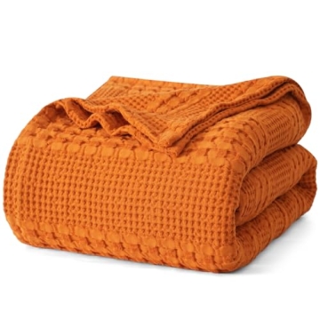 PHF 100% Cotton Waffle Weave Blanket Queen Size, Soft Lightweight Breathable Cozy Blankets for Bed, ...