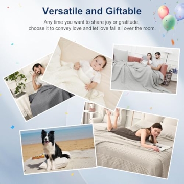 PHF Cotton Waffle Weave Blanket Lightweight Cozy Breathable 90x90