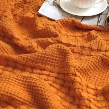 PHF Cotton Waffle Weave Blanket Lightweight Cozy Breathable 90x90