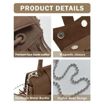 UIBRN Crossbody Shoulder Bags for Women, Small Vegan Leather Fringe Purse Tassel Mini Satchel Handba...