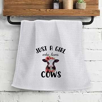 OHSUL Highly Absorbent Cow Lovers Kitchen Towels, Decorative Dish Towels