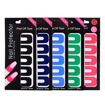 WEILUSI 50pcs Nail Polish Protector for Fingers U-Shape Tape Polish Guards Nail Art Plastic Peel Off Sticker Cuticle Protectors Disposable 5 Sheets