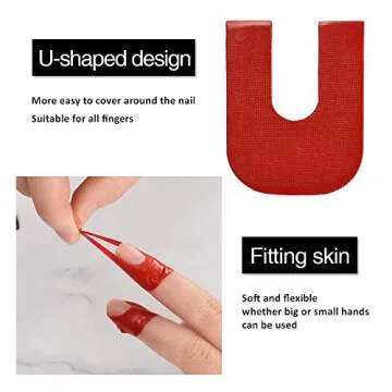 WEILUSI 50pcs Nail Polish Protector for Fingers U-Shape Tape Polish Guards Nail Art Plastic Peel Off Sticker Cuticle Protectors Disposable 5 Sheets
