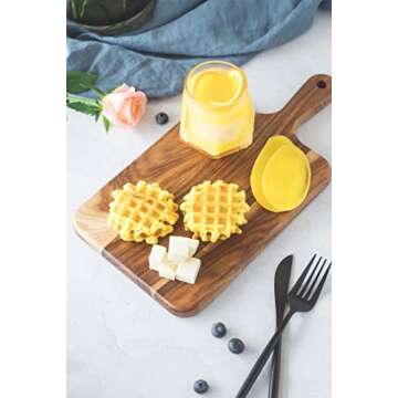 Acacia Wood Cutting Board - Wooden Kitchen Cutting Board for Meat, Cheese, Bread, Vegetables &Fruits-Charcuterie Board Cheese Serving Board with Handle,14”x7”