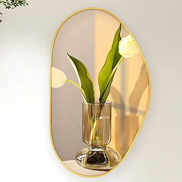 Buy UNZIPE Irregular Brass Framed Wall Mirror 25x14 Inch