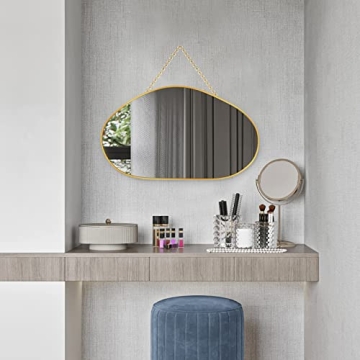Buy UNZIPE Irregular Brass Framed Wall Mirror 25x14 Inch
