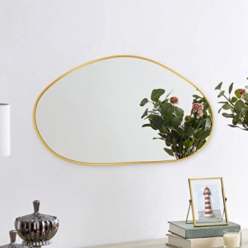 Buy UNZIPE Irregular Brass Framed Wall Mirror 25x14 Inch