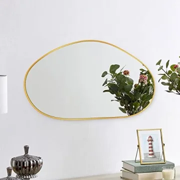 Buy UNZIPE Irregular Brass Framed Wall Mirror 25x14 Inch