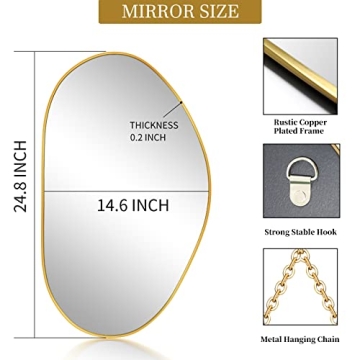 Buy UNZIPE Irregular Brass Framed Wall Mirror 25x14 Inch