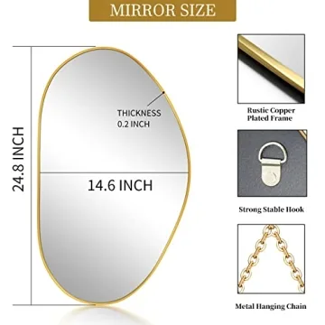 Buy UNZIPE Irregular Brass Framed Wall Mirror 25x14 Inch