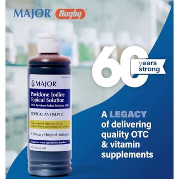 Major 10% Povidone-Iodine Liquid Topical Solution, USP - Topical Antiseptic for Cuts, Scrapes, Burns...