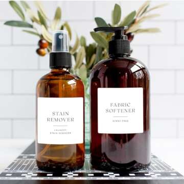 ThreeKin Collective Laundry & Home Organization Labels - 30 Waterproof & Reusable Stickers for Bottl...