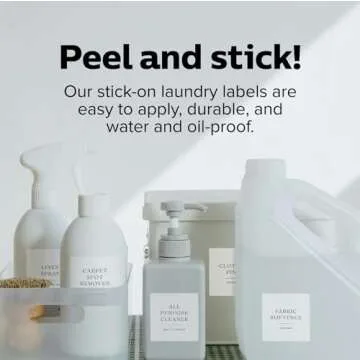 ThreeKin Collective Laundry & Home Organization Labels - 30 Waterproof & Reusable Stickers for Bottles, Jars, Containers | Easy Apply, Matte Minimalist Design | Dishwasher Safe, BPA-Free | USA-Owned