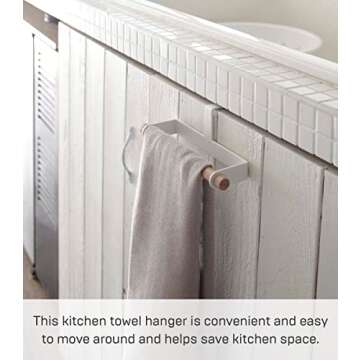 Yamazaki Home Tosca Kitchen Towel Hanger, Steel + Wood