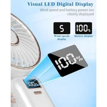 Portable Fan for Travel,Mini Fan Handheld Fan 4500mAh,Small Personal Hand Fan Rechargeable Battery Operated Hand Held Fan,Little Cute Face Facial Fans,Ventilador Portatil for Women Kids Gifts White