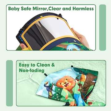 hahaland Tummy Time Toys for Babies 0-6 Months - Tummy Time Mat Miror with Teethers Crinkle Toy - Black and White High Contrast Baby Toys for Newborn Baby Infant Toys 0-6 Months