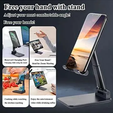 Meetuo 2 Pcs Cell Phone Stand, Adjustable Angle Height Phone Stand for Desk, Foldable Portable Phone Holder for iPhone 14/13/12/Smartphones
