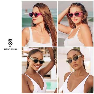 SOJOS Trendy Polarized Cat Eye Sunglasses for Women Fashion Cateye Womens Sunnies SJ2295 with Crystal Grey Frame/Silver Mirrored Lens