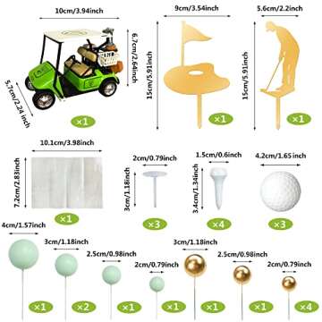 21PCS Golf Cake Decorations Golf Cart Cake Toppers Balls Cake Topper Heading for The Green for Golfers with Golf Cart Balls for Party Supplies