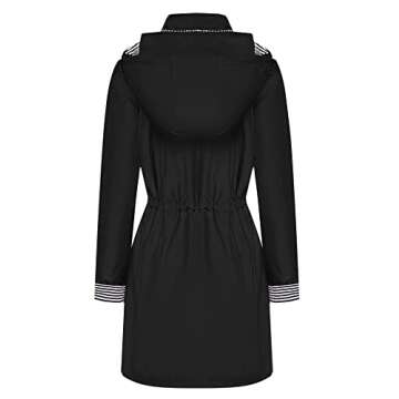 BBX Lephsnt Women's Raincoats Long Rain Jackets for Women Waterproof with Hood for Rainy Days Black ...