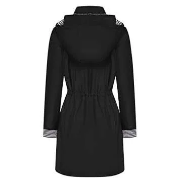 BBX Lephsnt Women's Raincoats Long Rain Jackets for Women Waterproof with Hood for Rainy Days Black ...