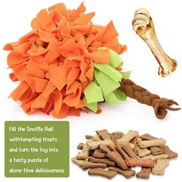 MINNIM Pumpkin Snuffle Ball for Dog, Snuffle Mat Interactive Dog Toys Ball Treat Dispensing Ball Puz...
