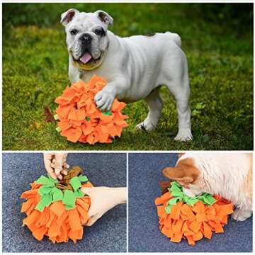 MINNIM Pumpkin Snuffle Ball for Dog, Snuffle Mat Interactive Dog Toys Ball Treat Dispensing Ball Puzzle Toy Training Ball Slow Feeding Educational Playing
