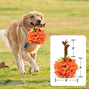 MINNIM Pumpkin Snuffle Ball for Dog, Snuffle Mat Interactive Dog Toys Ball Treat Dispensing Ball Puzzle Toy Training Ball Slow Feeding Educational Playing