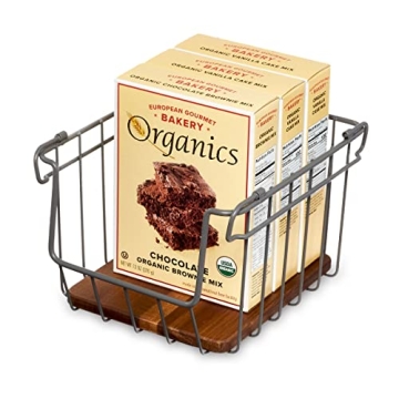 Ría Safford Wire Basket with Acacia Wood Storage Solution