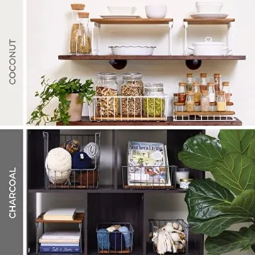Ría Safford Wire Basket with Acacia Wood Storage Solution